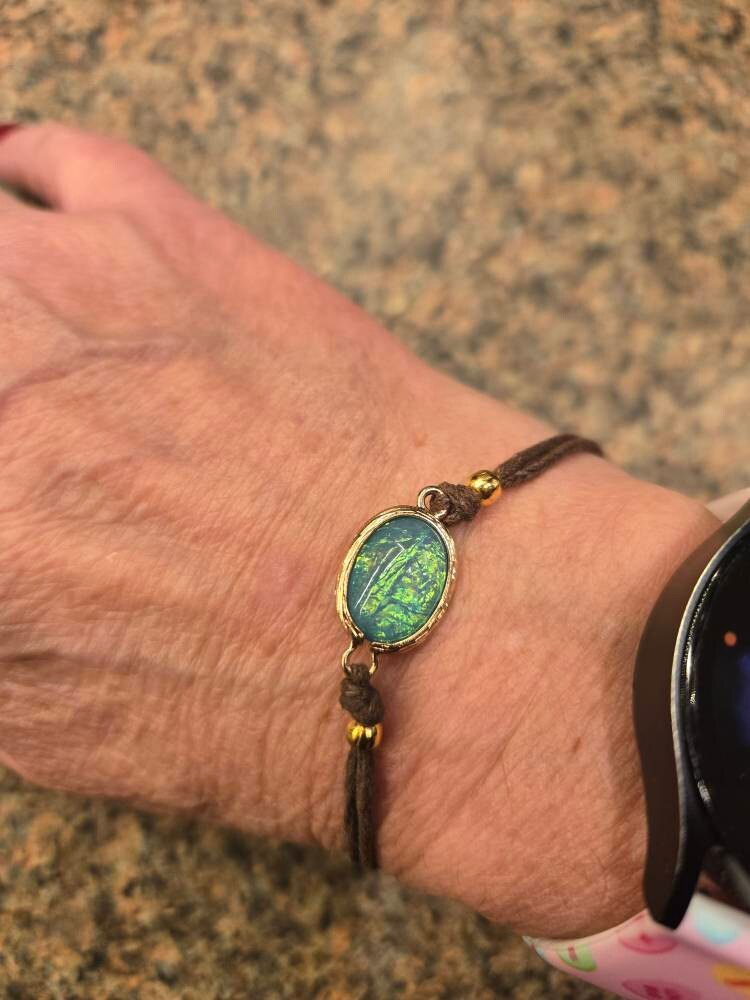 Blue or White Hawaiian Opal Adjustable Bracelet Handmade Beach Surfer Jewelry Handmade Boho Gift for Her