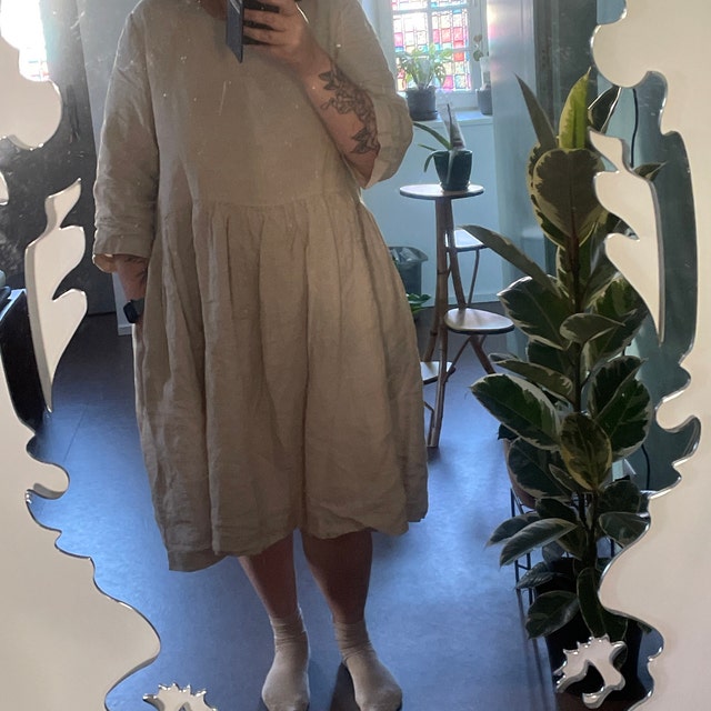 Loose Fit Linen Midi Dress With Pockets - Etsy