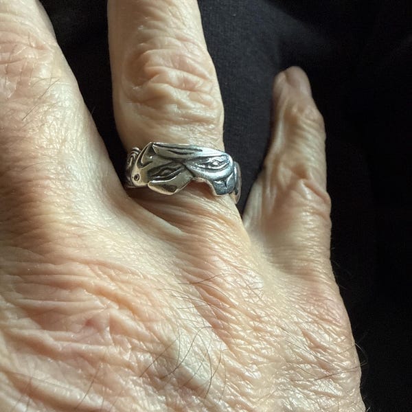 Alaskan Native Style Silver Lovebirds Ring, Raven and Eagle, Cast in ...