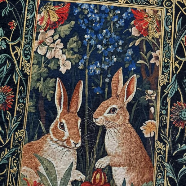 Bunnies in the Woodland Rug | Spring Bunnies Room Decor William Morris ...