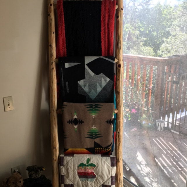 Log Quilt Ladder Rack Quilt Display Rustic Quilt Rack Etsy