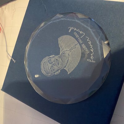 Personalized Memorial Photo Crystal Heart - German Version - Memorial Gift Idea for Father's Day/Mother's Day - Gott Hat Ditch In Seinen Armen Ich Habe Sich In Meinem Herzen