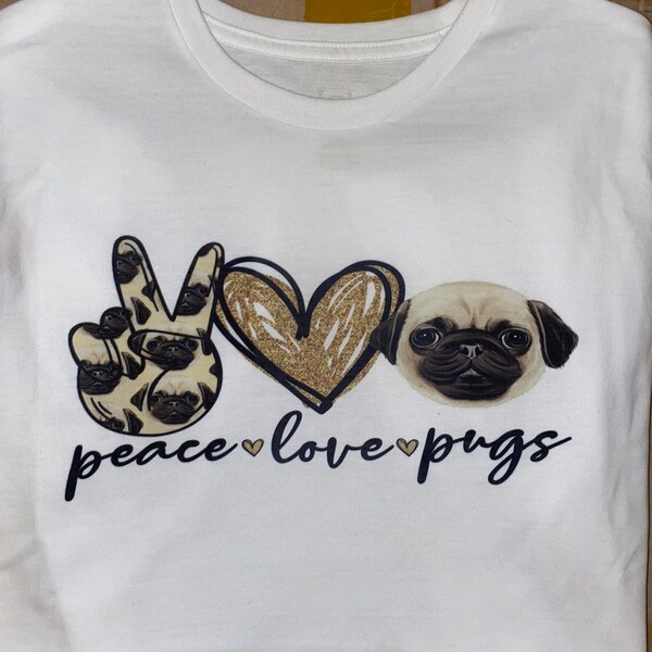 Peace Love Pugs Sublimation Png Digital Download, Pug Png, Pugs PNG ...