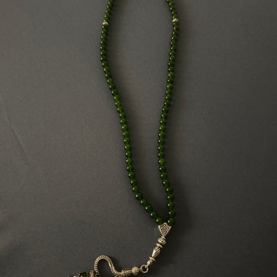 REAL Jade Islamic Prayer Beads, Natural Stone 99 Beads, Tasbih, Misbaha ...
