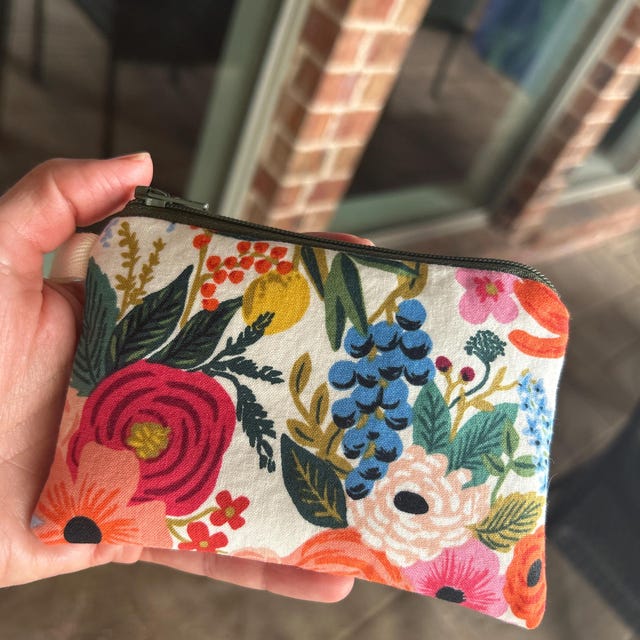 50521A•B &50518B ハンドメイド　ポーチ3点 Small Fabric Zipper Pouch, Purse Organizer, Rifle Paper Co