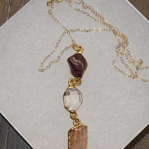 Customer photo from Julie, Custom Raw Birthstone Lariat Necklace, Mother's Family Gift