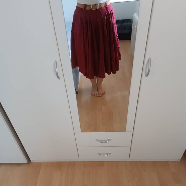 Women's Cotton Blend High Waist Aline Hidden Pockets Full Flared Circle Skater Knee Length Skirt main image 0