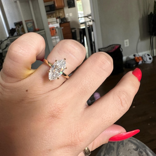 Emerald Cut 4 Carat Moissanite Side Stone Ring main image 0