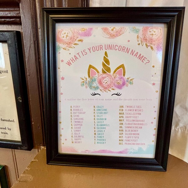 What is Your Unicorn Name Game, Unicorn Party Game, Unicorn Party ...