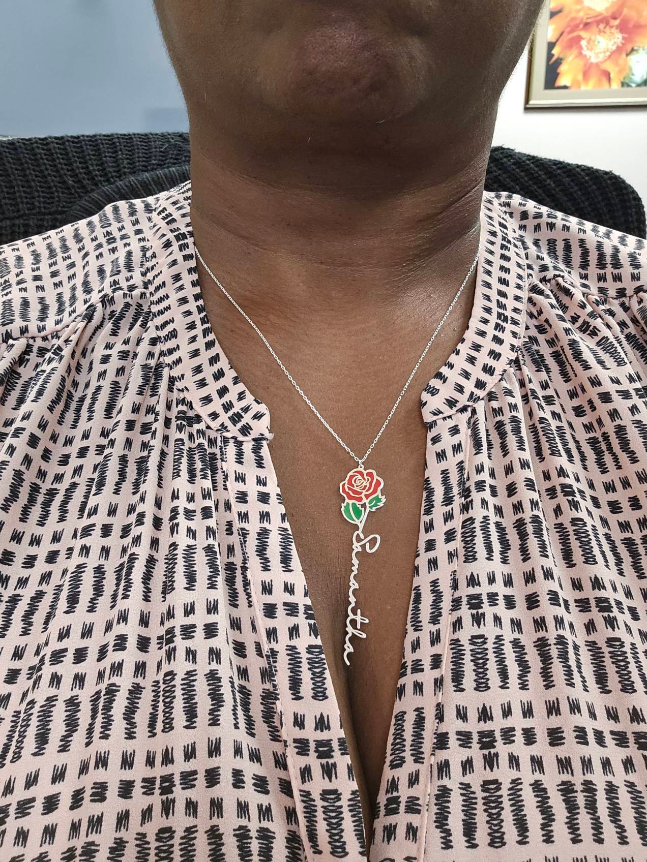 Personalisierte Geburtsblumenkette, personalisierte Namenskette, florale Namenskette, personalisierter Namensschmuck, personalisierte Geschenke für sie, Geburtstagsgeschenke