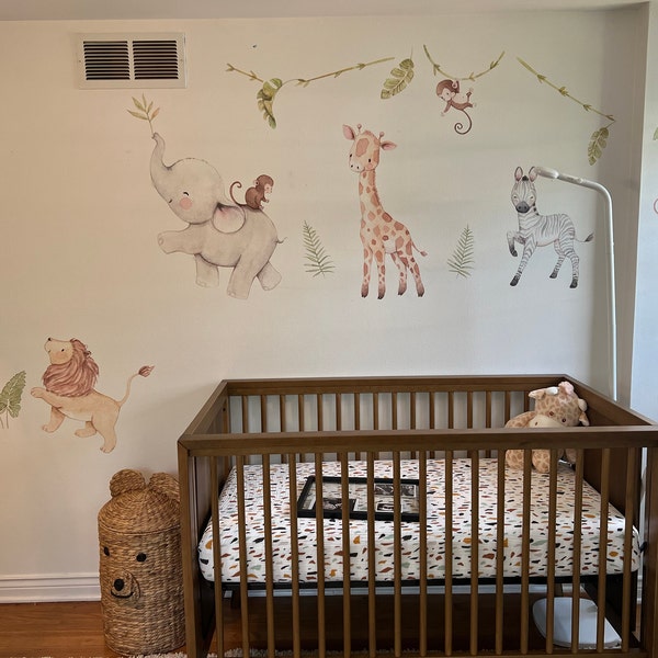 Safari Wall Decal | Jungle Nursery Decor, Wild Animals Wall Art, Fabric ...