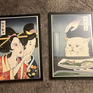 Woman Yelling at Cat Ukiyo-e Style Set of 2 Giclee Prints - Etsy