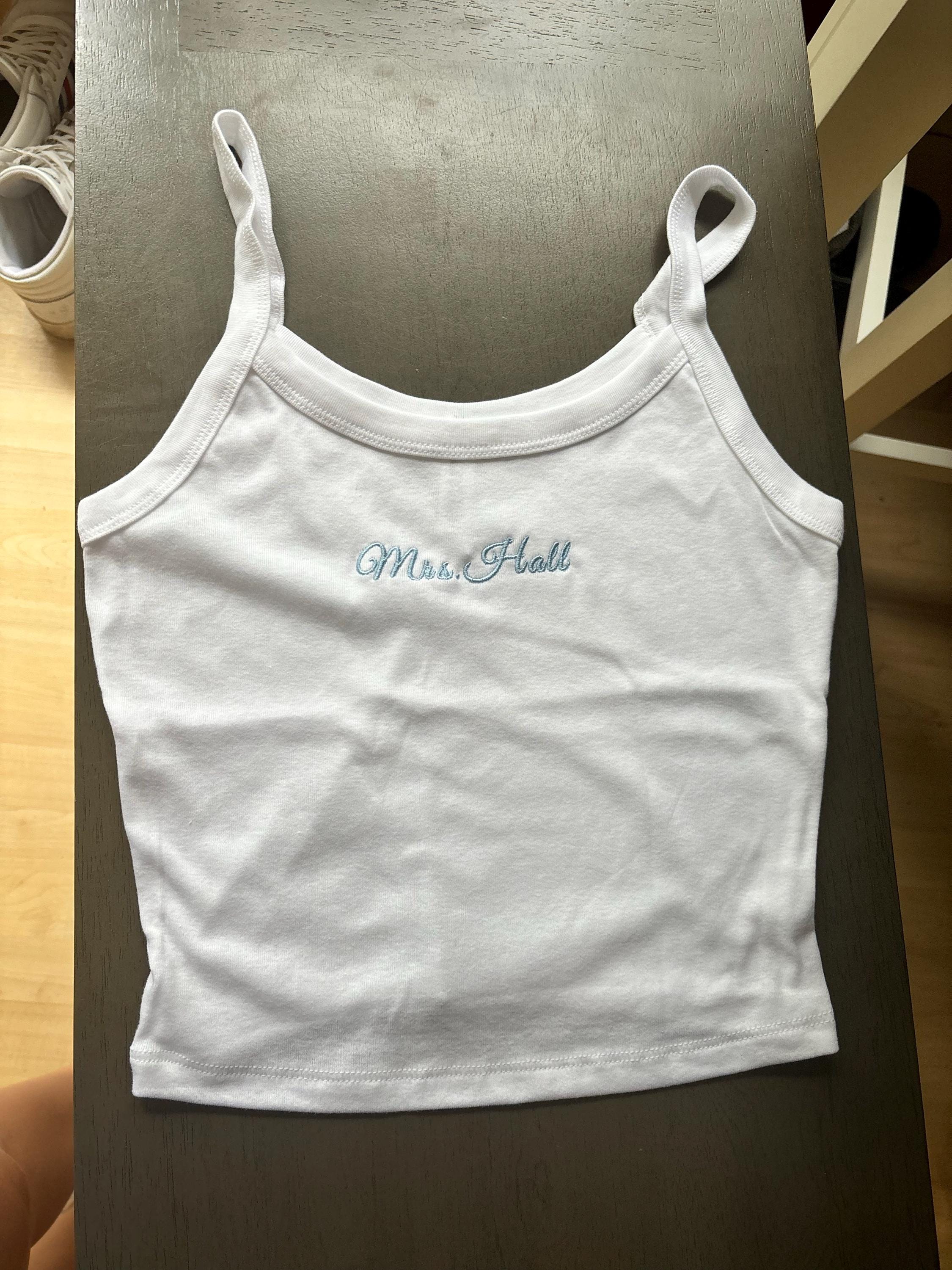 Embroidered Spaghetti Strap Tank Top, Mrs. Tank, Bride T-Shirt, Bridal Shower Gift, Engagement Gift, Bridal Tank Top, Mrs. Baby Tee,
