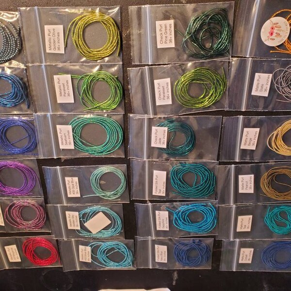 Purl Threads Silk Purl for Hand Embroidery, Goldwork Threads in Navy Blue Teal and ...