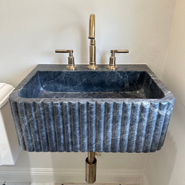 Calacatta Viola Marble Sink With Ribbed on Three Side