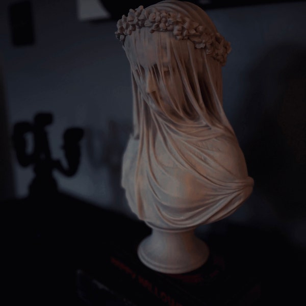 Veiled Lady Bust Sculpture - Female Antique Art Statue in Marble Stone ...