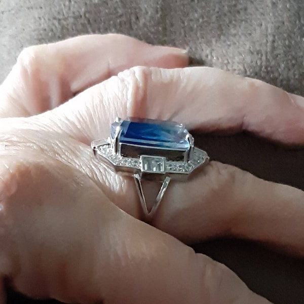 Bague Vintage Or Rhodié - 5 Anneaux Mobiles - Taille 49 - Occasion - Bijou Déco