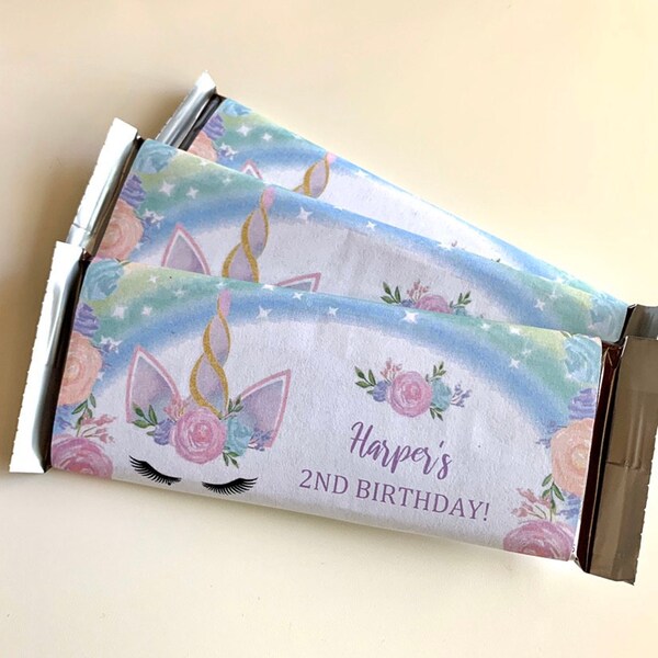 Unicorn Chocolate Bar Wrappers, Unicorn Favors, Hershey Bar Wrapper ...