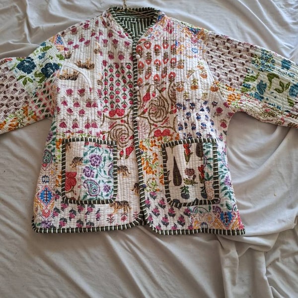 Patchwork Cotton Quilted Jacket Bohemian Winter Wear Coat Reversible ...