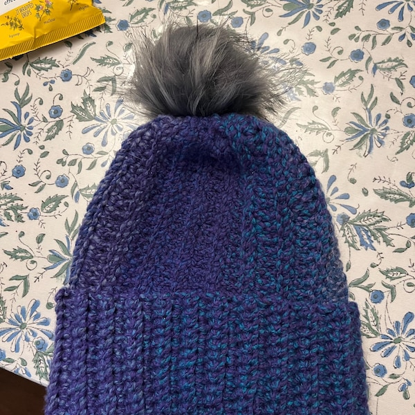 CROCHET PATTERN & VIDEO/ Chunky Ribbed Hat, Side Across Construction ...