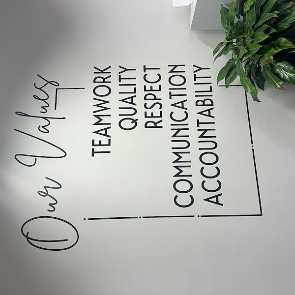 Our Values Custom Wall Decal Select 5 Words - Personalized Office Wall ...