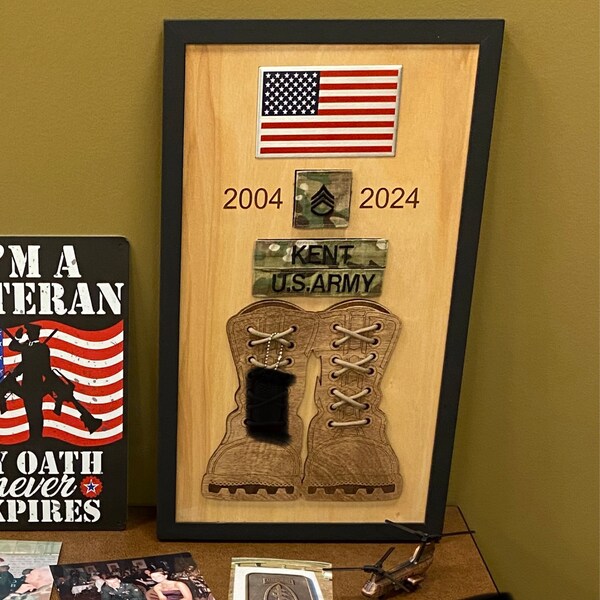 Military Boot Box Personalized Military Shadow Box | Custom Army Boot Display With Name ...