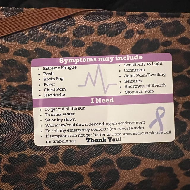 Lupus Emergency Contact Medical Card, Lupus Awareness, Lupus