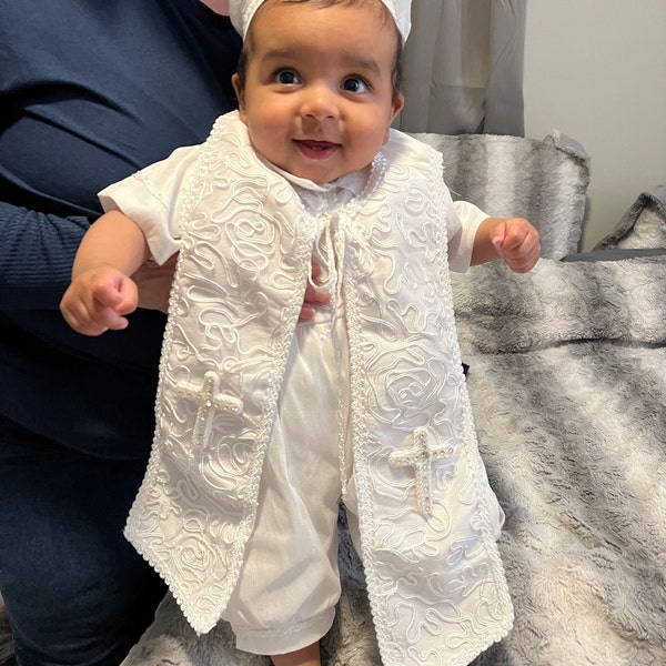 Baby Boy Christening Outfit 9 Pieces Set, White Blessing or Baptism ...