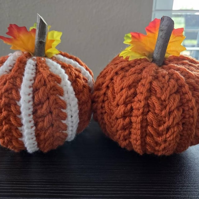 A customer's finished Wheat Stitch Pumpkin Spice Crochet Trio Pattern