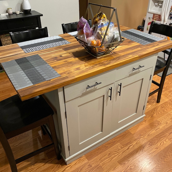Kitchen Island, Custom Butcher Block Kitchen Island With Option for Seating, Dining Table With ...
