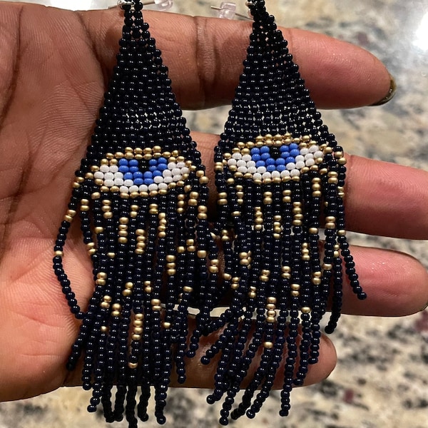 Bohemian Statement Beaded Evil Eye Earrings
