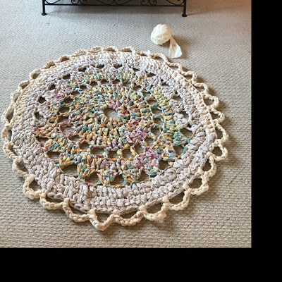 PDF Crochet Pattern for Doily Rag Rug Made From Bed Sheets - Etsy