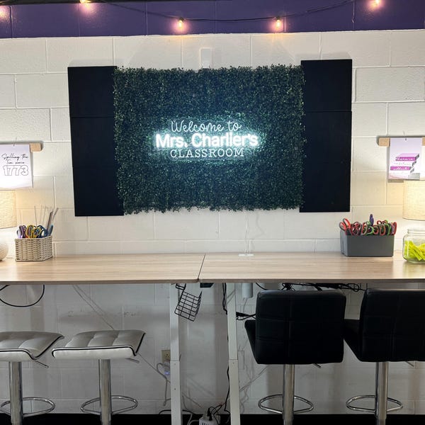 Teacher Name Neon Sign: Classroom Decor, LED Door Hanger - Etsy