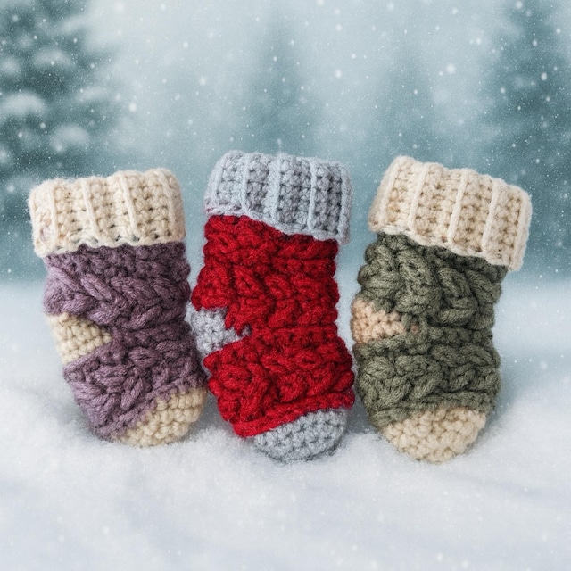 A customer's finished Wheat Stitch Mini Stocking Crochet Pattern