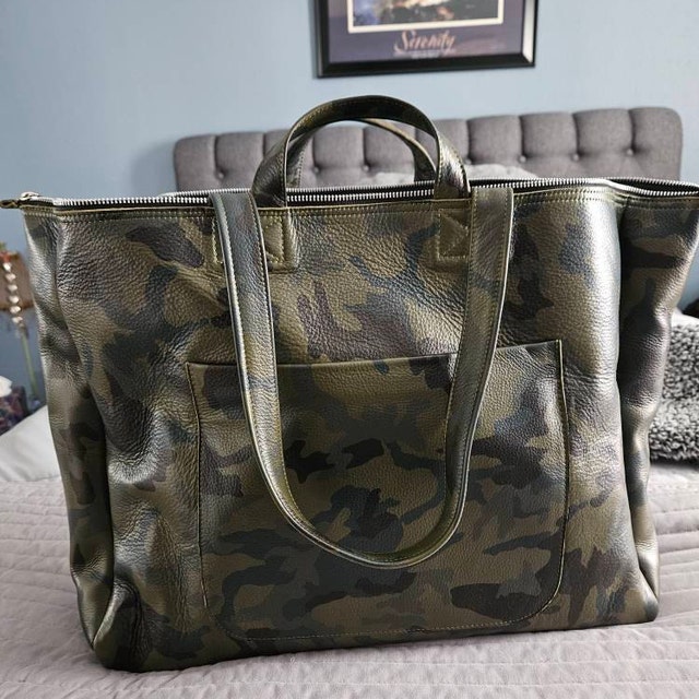 Extra Large Camo Leather Tote Bag 19x 15x 5 With Cotton Lining, Work and Travel Computer Bag, Large Shopping Bag With Zipper Option - Etsy Extra Large Camo Leather Tote Bag 19x 15x 5 With Cotton Lining, Work and Travel Computer Bag, Large Shopping Bag With Zipper Option - Etsy