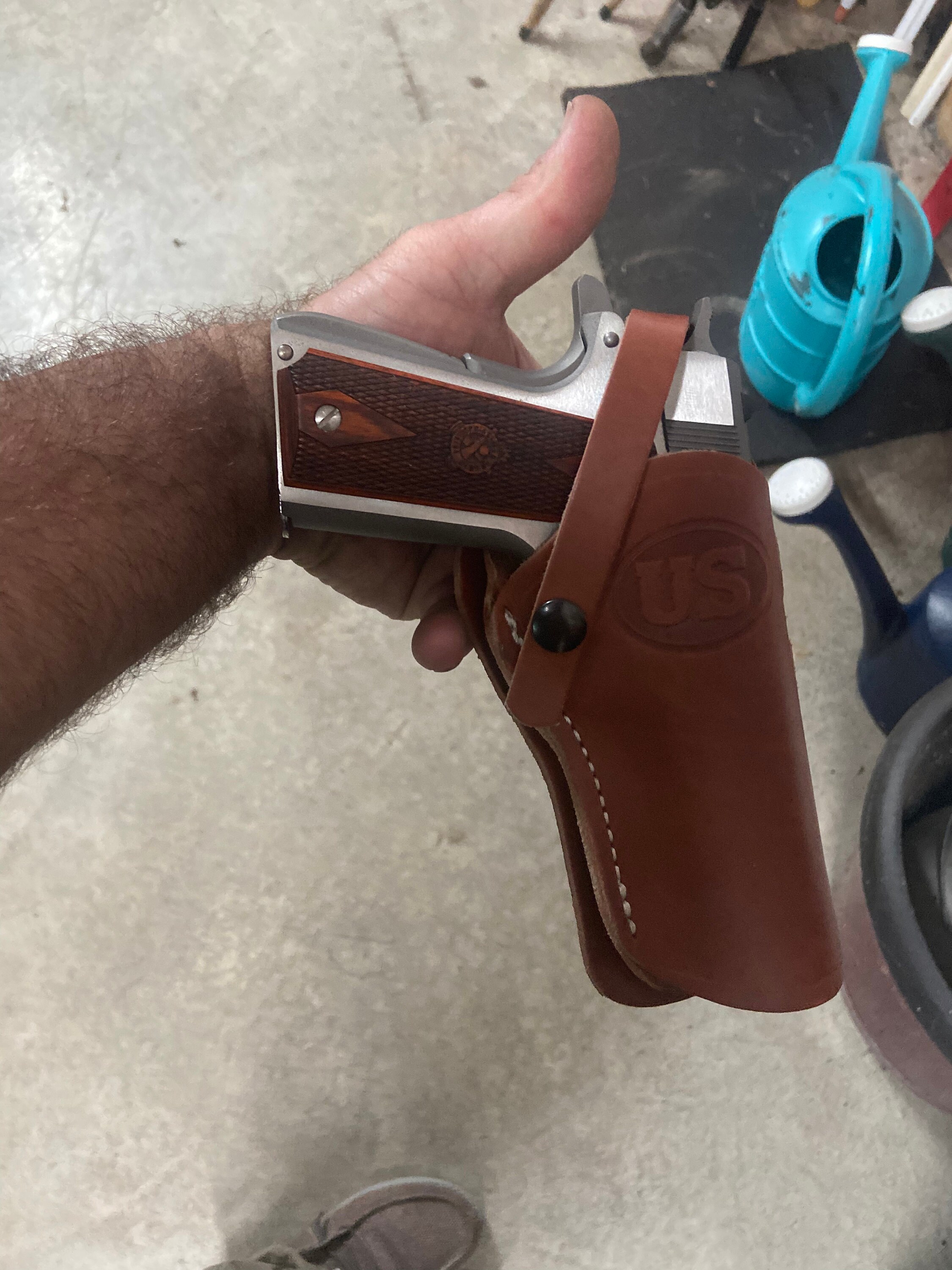 Western Leather Wild Bunch Style Holster Fits Colt Springfield Ruger RIA Remington Taurus 45 Model 1911