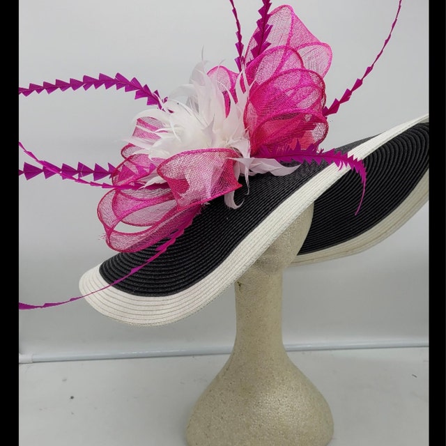 NWT Hot Pink & Black Large Kentucky Derby Hat. One Size. (Bought multiple) NWT Hot Pink & Black Large Kentucky Derby Hat. One Size  main image 2