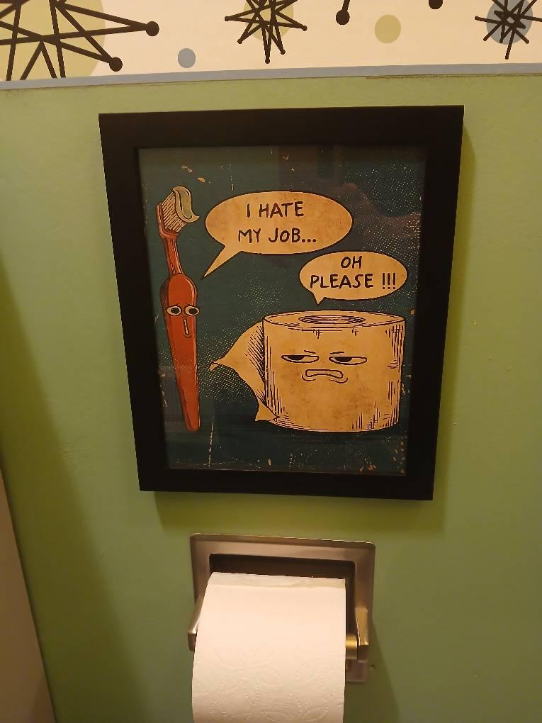 I Hate My Jobs Poster, Bathroom Decor, Funny Toothbrush vs Toilet Paper Poster, Funny Wall Hanging, Bathroom Wall Art, Bathroom Print
