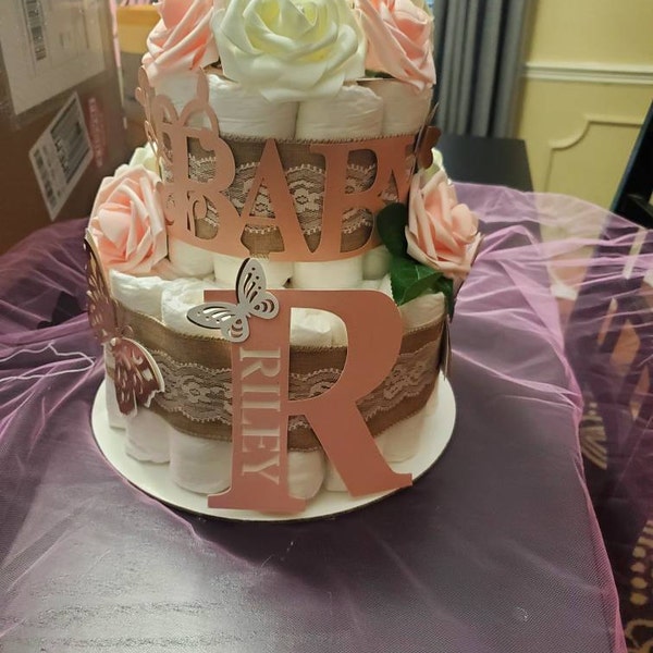 Baby Shower Gift - Butterfly & Flower Diaper Cake - Etsy