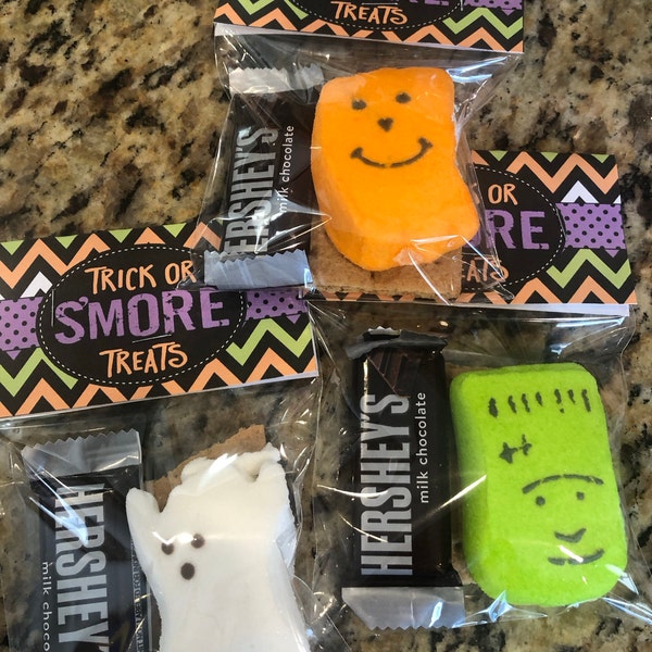 Printable Trick or S'more Treats! Halloween Treat Tags and Bags Toppers ...