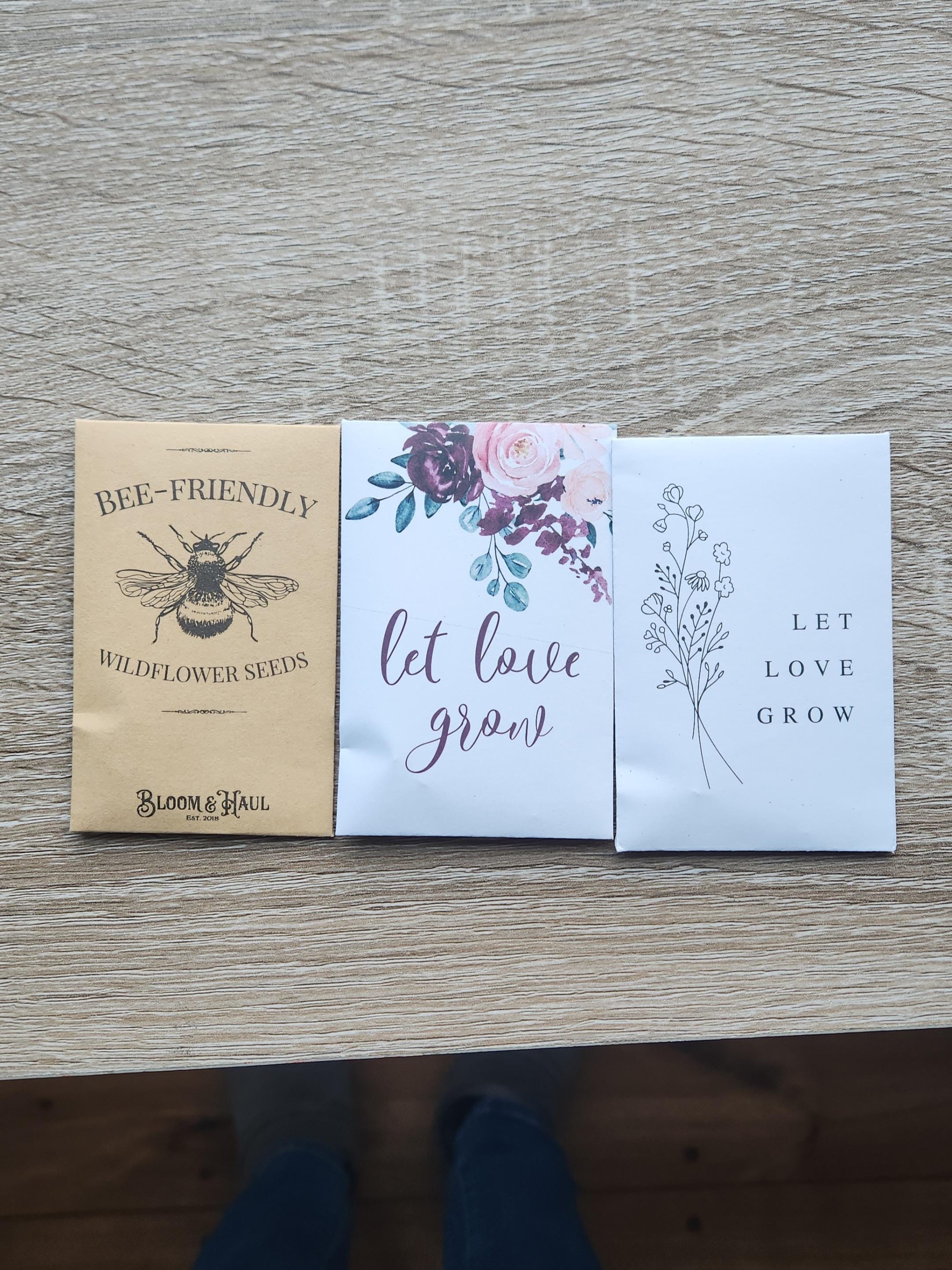 Bee-Friendly Bee Seeds  ( Set of 10)  Seeds for Pollinators - Mother's Day, Wedding Favor, Eco-Friendly Gift, Wildflower Seed Favors