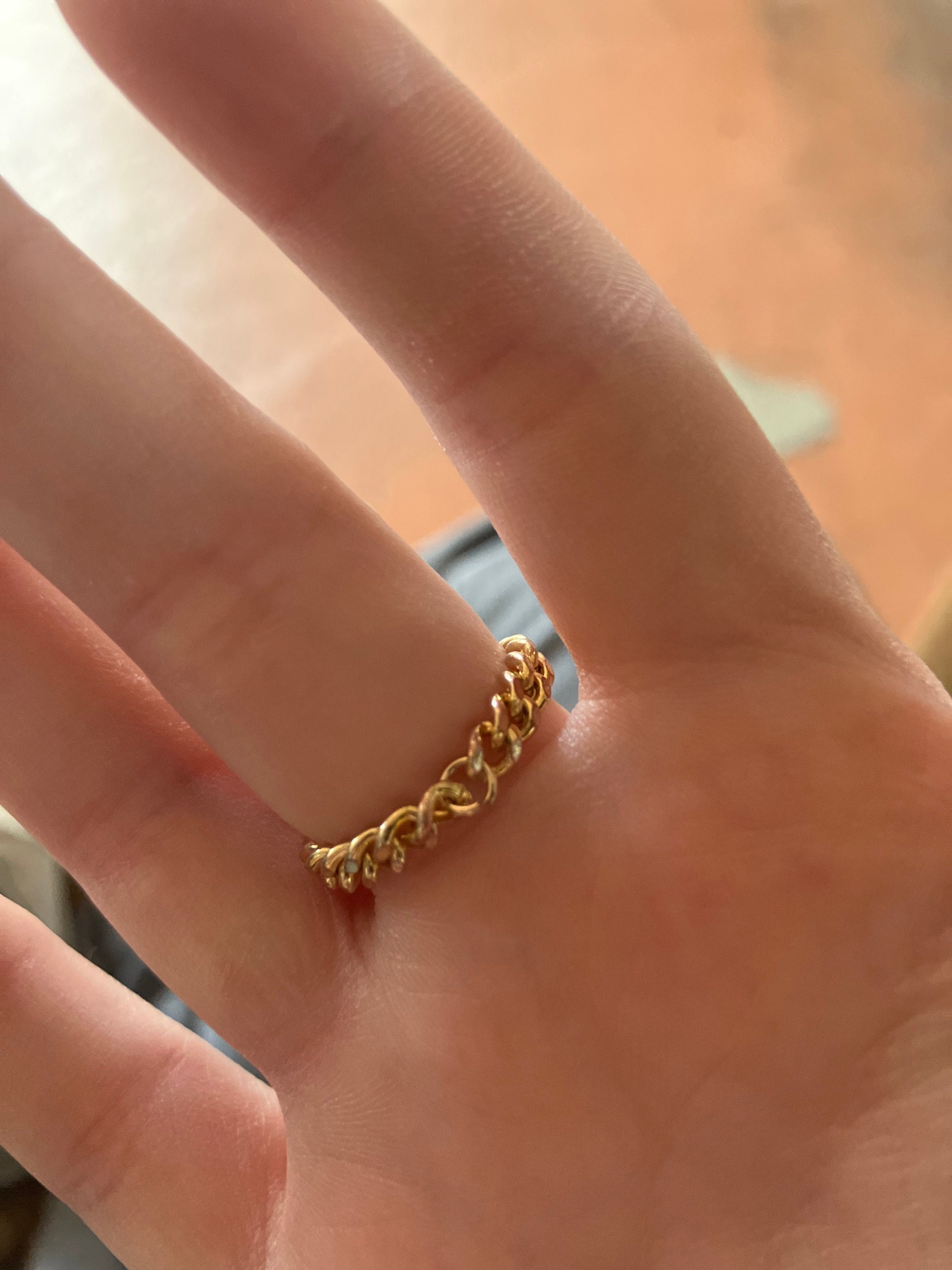 Bold chain ring permanent gold chain ring minimalist dainty simple gold rings best gift for her