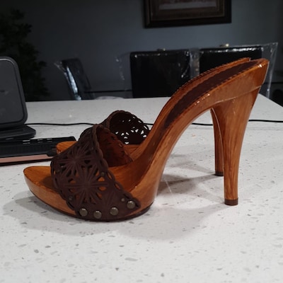 Kiara Shoes Zoccoli da donna Tacco 9 Made in Italy Dal 35 Al 42 - K6104 PELLE MARRONE - Italia