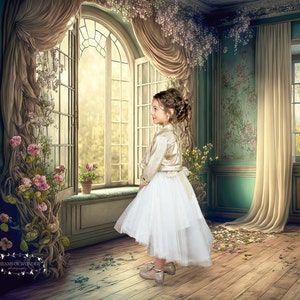 背景ボード　antique room Shabby Chic Room Digital Background, Background for
