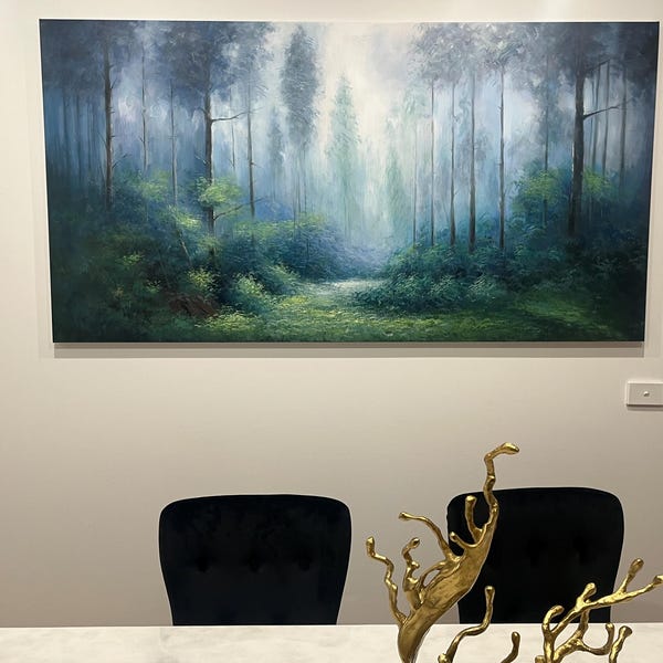 Large Abstract Forest Oil Painting on Canvas,green Tree Wall Art ...
