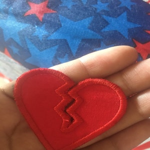 Small Broken Heart Embroidered Iron On Patch – Patch Collection