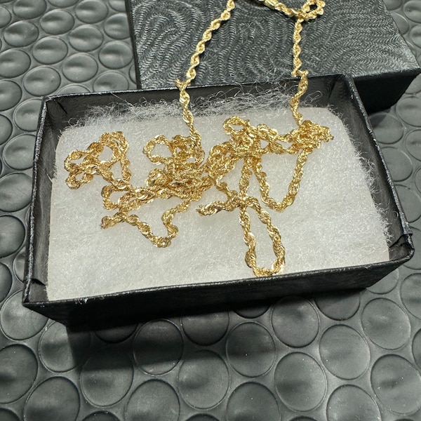 14K Solid Yellow Gold 2mm Diamond Cut Rope Chain 16