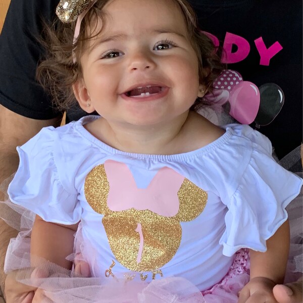 Personalized Pink and Gold Minnie Mouse Outfit 1st Birthday Minnie ...