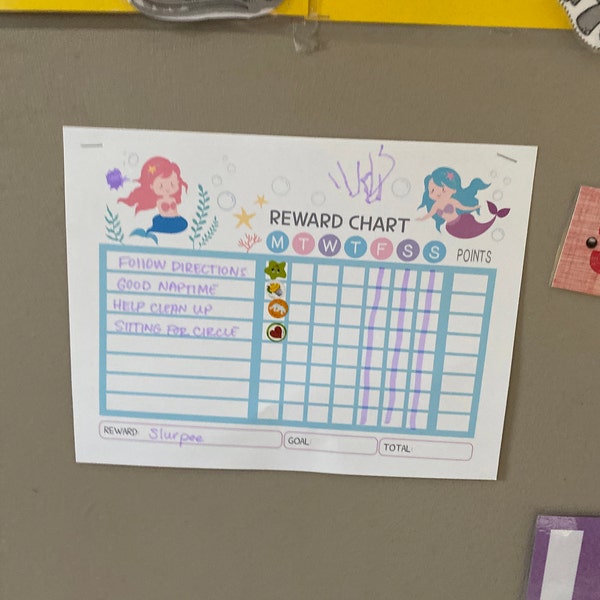 Mermaid Reward Chart: Weekly Behavior Tracker (digital Download) - Etsy