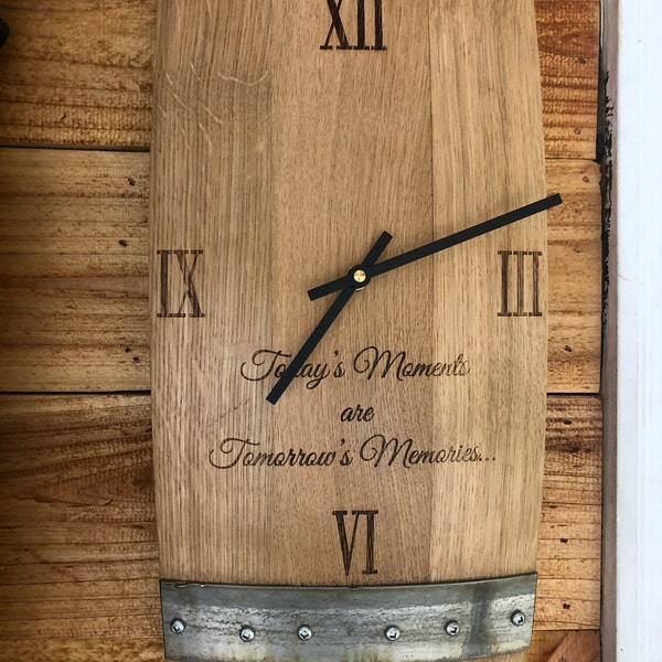 Stave Clock Custom Wine Barrel Stave Clock/laser Engraved/personalized/wine Clock ...